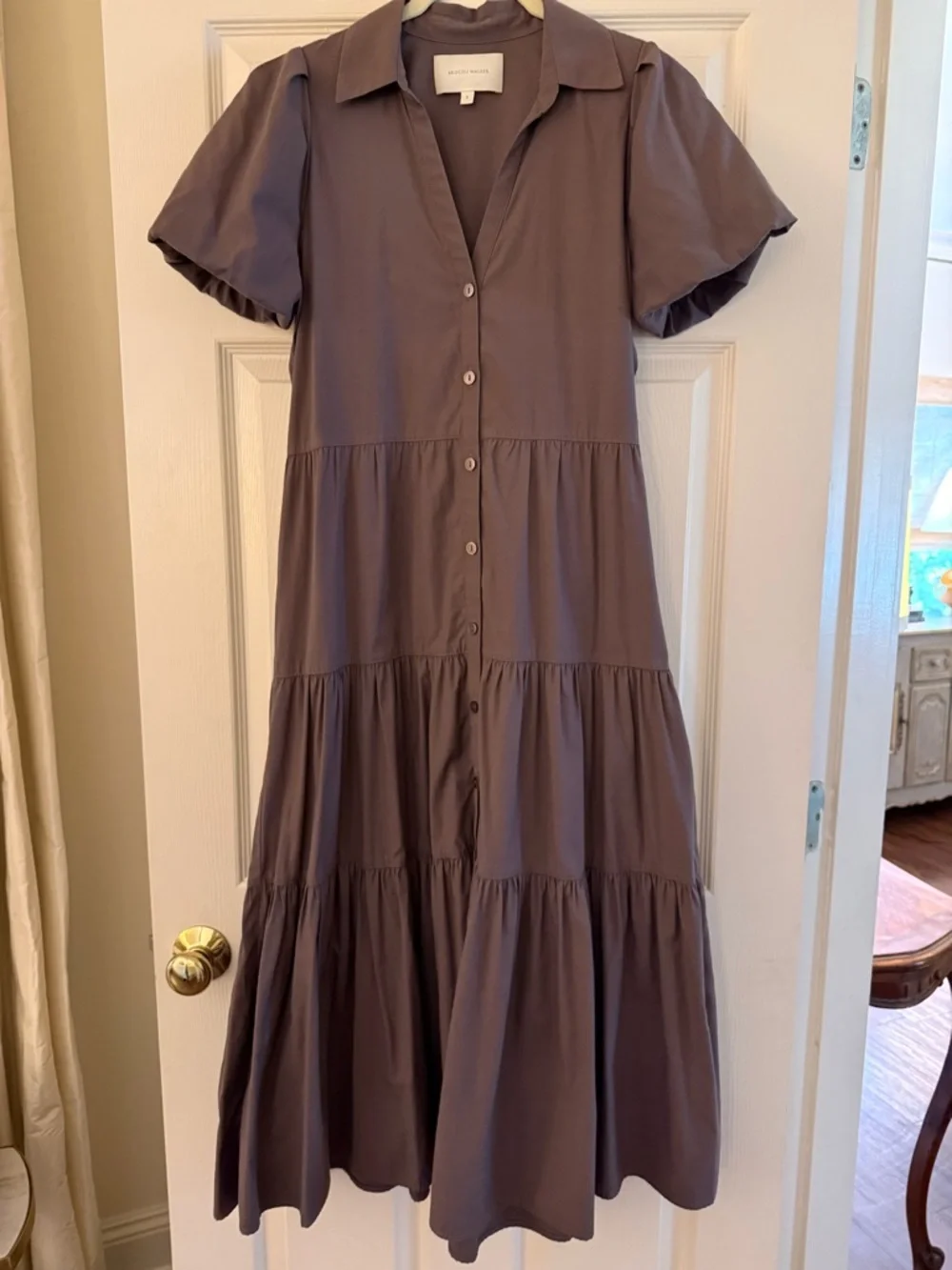 Brochu Walker Tiered Button-Front Midi Dress in Dusty Mauve - Picture 1 of 5